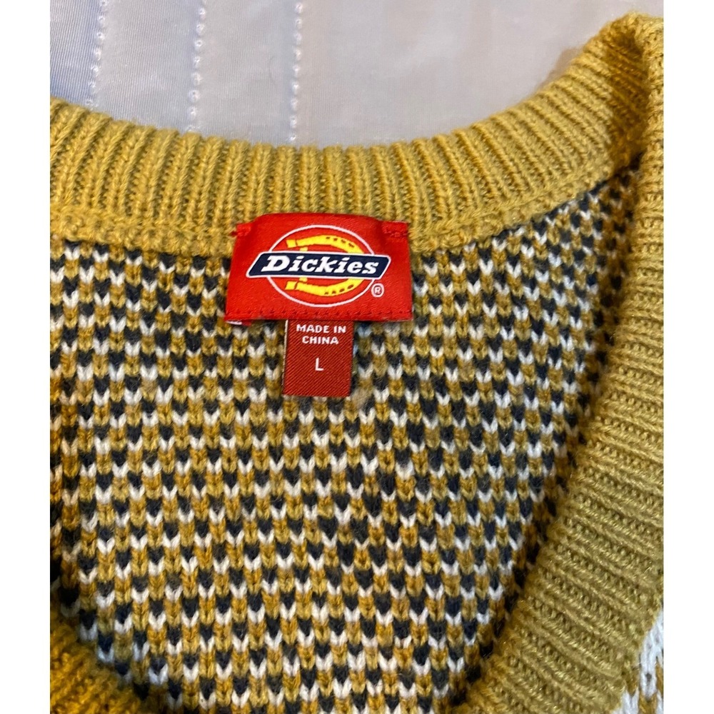 Dickies‎ Girl Mustard Yellow Argyle V-Neck Sweater Vest Womens Large J3426YJ - Picture 3 of 8